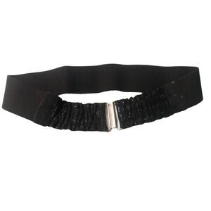 Vintage Stretch Elastic Black Sparkle Belt 17.5” flat (35”)